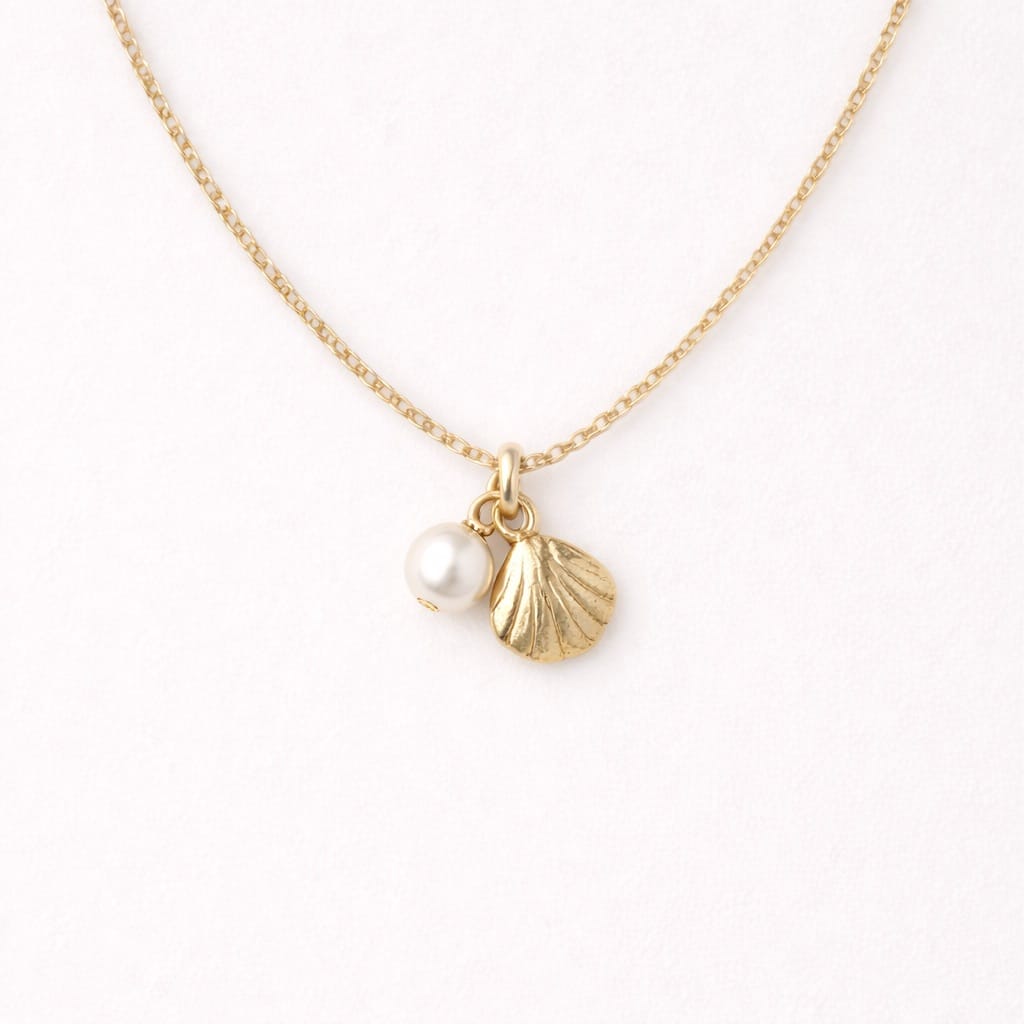 Shell + Pearl Charm Necklace - Image 1