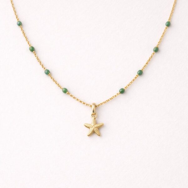 Green Beaded Starfish Necklace